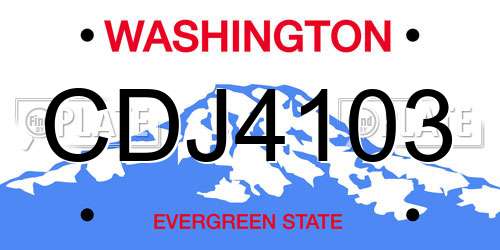CDJ4103 Washington License Plate