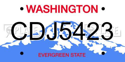 CDJ5423 Washington License Plate