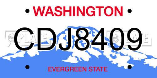 CDJ8409 Washington License Plate
