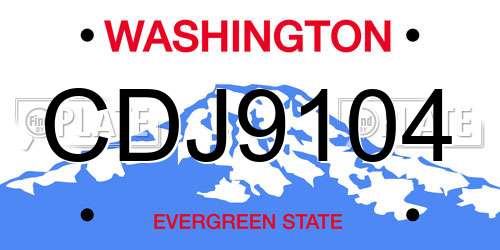 CDJ9104 Washington License Plate