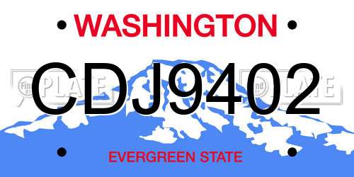 CDJ9402 Washington License Plate