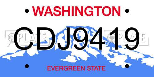 CDJ9419 Washington License Plate