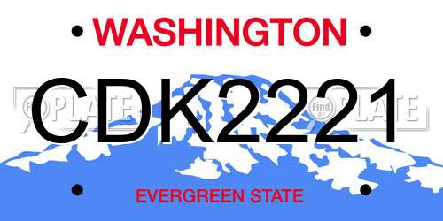 CDK2221 Washington License Plate
