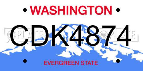 CDK4874 Washington License Plate