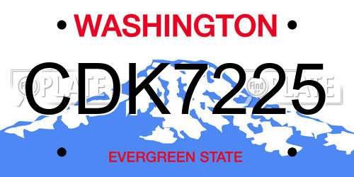 CDK7225 Washington License Plate