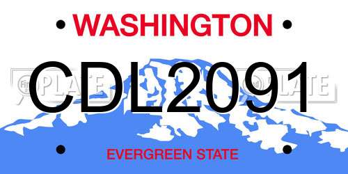 CDL2091 Washington License Plate