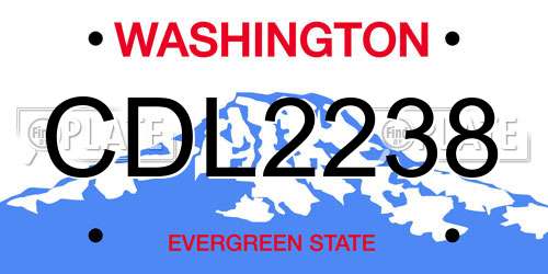 CDL2238 Washington License Plate