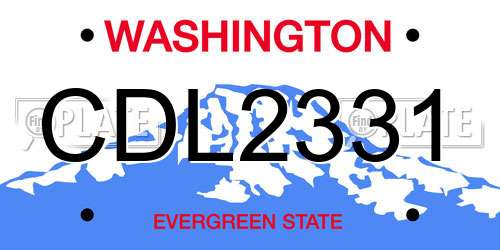 CDL2331 Washington License Plate