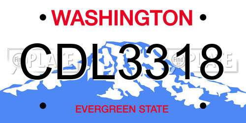 CDL3318 Washington License Plate