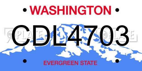 CDL4703 Washington License Plate