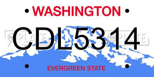 CDL5314 Washington License Plate