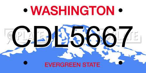 CDL5667 Washington License Plate