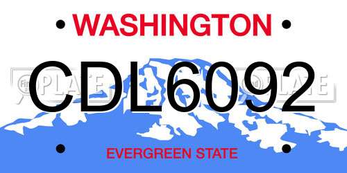 CDL6092 Washington License Plate