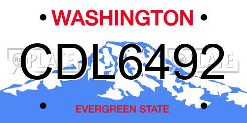 CDL6492 Washington License Plate