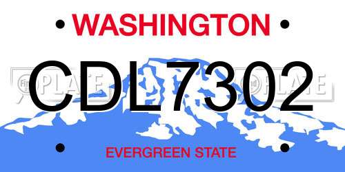 CDL7302 Washington License Plate