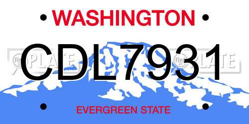 CDL7931 Washington License Plate