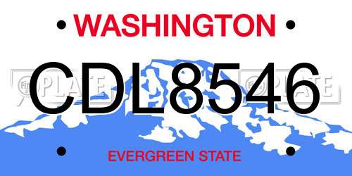 CDL8546 Washington License Plate