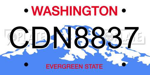 CDN8837 Washington License Plate