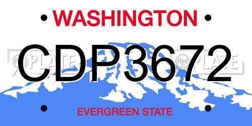 CDP3672 Washington License Plate
