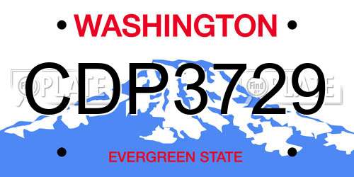 CDP3729 Washington License Plate