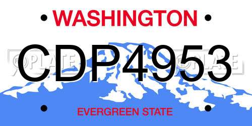 CDP4953 Washington License Plate