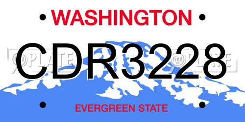 CDR3228 Washington License Plate