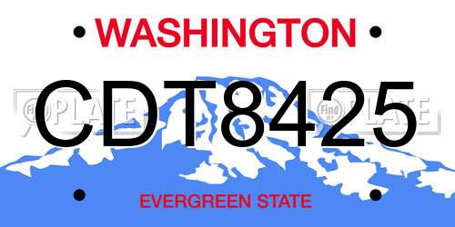 CDT8425 Washington License Plate