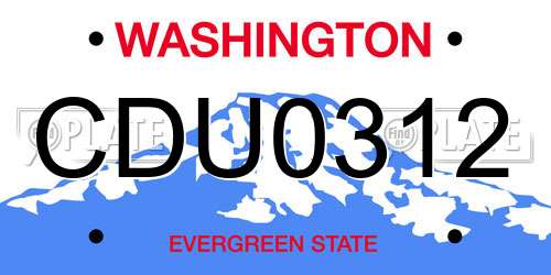 CDU0312 Washington License Plate