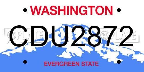 CDU2872 Washington License Plate