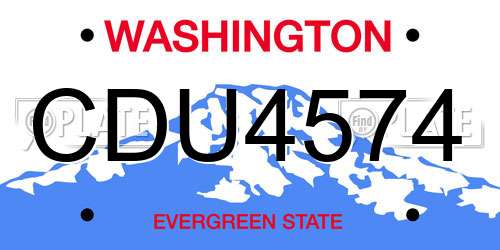 CDU4574 Washington License Plate