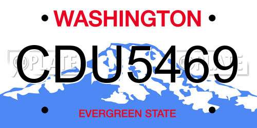 CDU5469 Washington License Plate