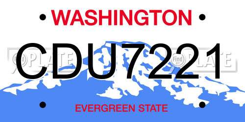 CDU7221 Washington License Plate