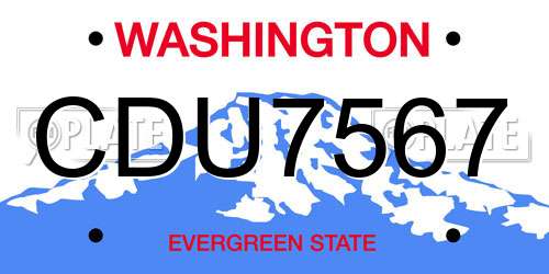 CDU7567 Washington License Plate