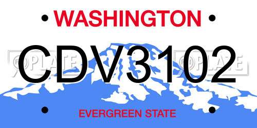 CDV3102 Washington License Plate