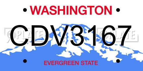 CDV3167 Washington License Plate