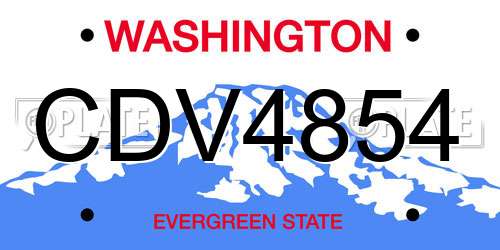CDV4854 Washington License Plate