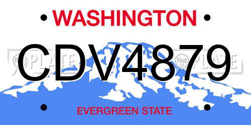 CDV4879 Washington License Plate