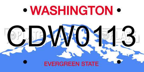 CDW0113 Washington License Plate