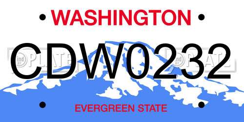 CDW0232 Washington License Plate