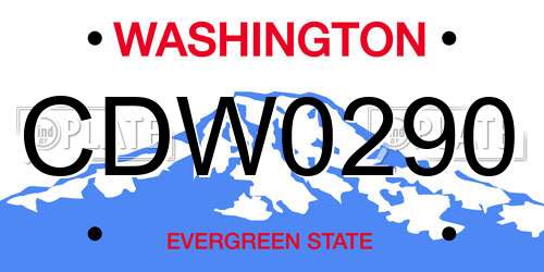 CDW0290 Washington License Plate
