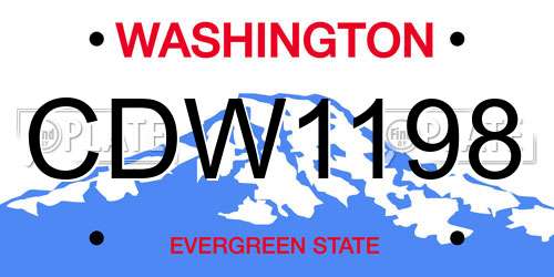 CDW1198 Washington License Plate