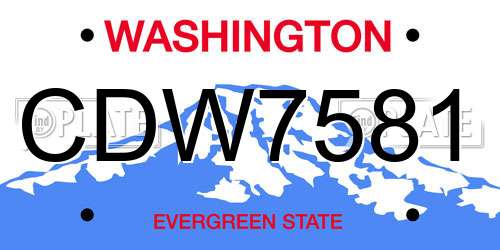 CDW7581 Washington License Plate