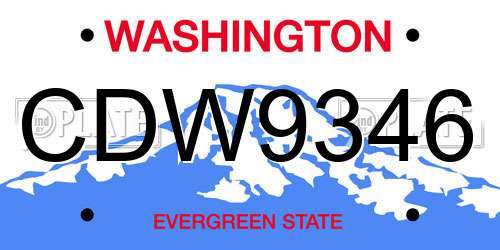 CDW9346 Washington License Plate