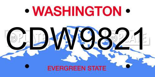 CDW9821 Washington License Plate