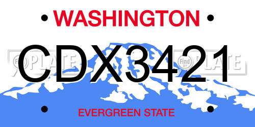 CDX3421 Washington License Plate