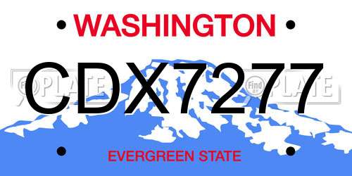 CDX7277 Washington License Plate