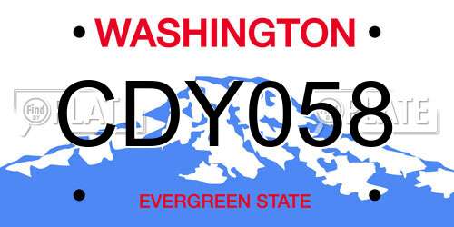 CDY058 Washington License Plate