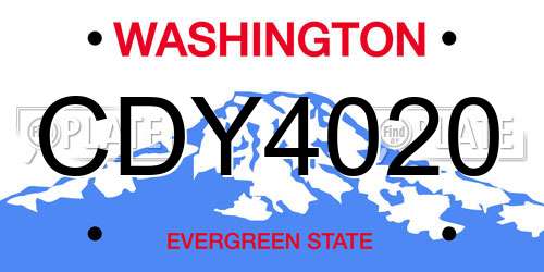 CDY4020 Washington License Plate