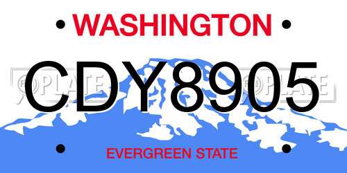 CDY8905 Washington License Plate