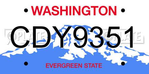 CDY9351 Washington License Plate
